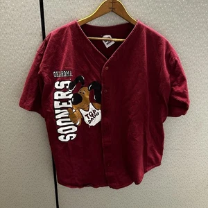 Vtg Oklahoma Sooners Top Daug Single Stitch Button Up Baseball Jersey Shirt L - Picture 1 of 8