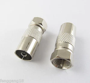 10pcs F Male Plug to PAL DVB-T TV IEC Female Jack Coaxial RF Adapter Converter - Picture 1 of 6