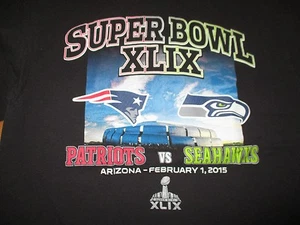 Super Bowl XLIX NEW ENGLAND PATRIOTS vs SEATTLE SEAHAWKS (LG) T-Shirt - Picture 1 of 2