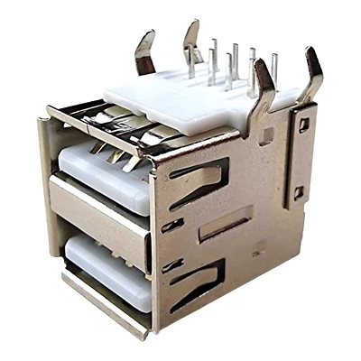 Double USB Type A Female Right Angle 8 Pin DIP PCB Socket 4 pin - Image 1 of 4