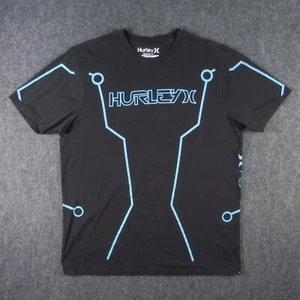 Rara T-Shirt Hurley Disney Tron Legacy Uomo L Nera Manica Corta Collaborazione - Foto 1 di 11