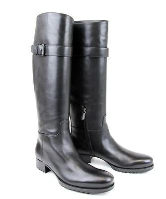 $1350 New Authentic Bottega Veneta Leather Tall Boots w/Buckle,Black,307880 1000 - Image 1 of 4