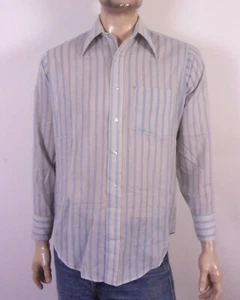 vintage 60s Van Heusen 417 Vanopress Striped Big Collar Shirt BD Mod 15.5 - 33 - Picture 1 of 6