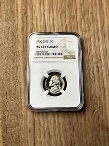 1966 SMS Jefferson Nickel 5c NGC MS 67 * STAR CAMEO - Picture 1 of 2