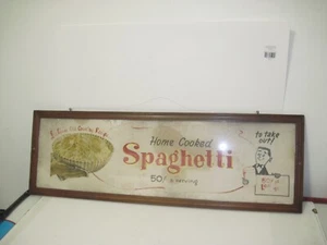 1950'S Original Restaurant Wall Art Spaghetti Menu Sign 35" in Original Frame - Picture 1 of 7