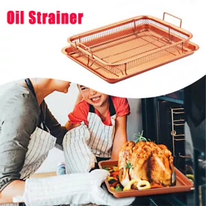 Copper Non-Stick Oven Mesh Baking Tray Chips Crisp Basket Tool New - Picture 1 of 7
