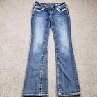 MISS ME Jeans Womens 28x32 Blue Boot Cut Low Rise Bootcut Y2k Rhinestone Faded