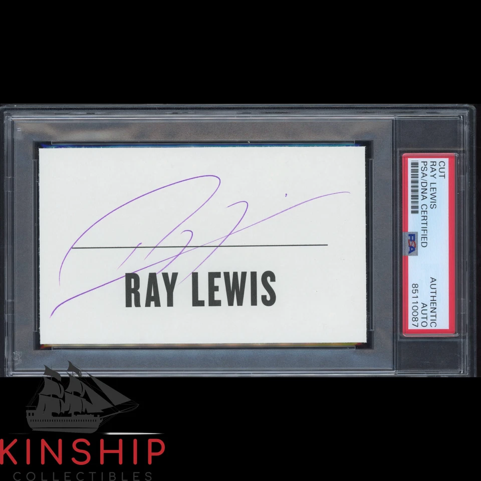 Ray Lewis signed 3x5 Cut PSA DNA Slabbed Auto Ravens HOF Football Auto C2433 - Image 1 of 1