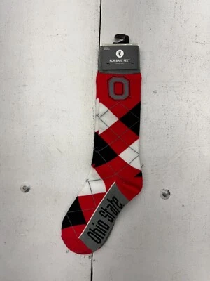 For Bare Feet Ohio State Red Calf Logo Argyle Socks Adults One Size - Image 1 of 3