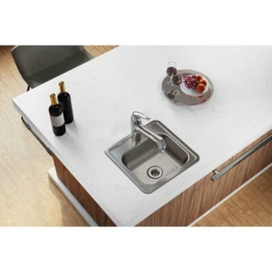 Dayton Drop-in Stainless Steel 15 in. 1-Hole Bar Single Bowl Kitchen Sink - Picture 1 of 12