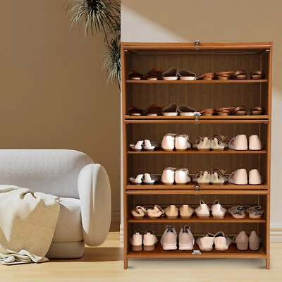 Бамбуковый шкаф для обуви 6 уровней, деревянная полка стойка органайзер для хранения книг - Изображение 1 из 4