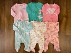 Carters Baby Girl 3 Month Sleepers Clothes Outfits Sleep & Play Lot Bundle Bunny