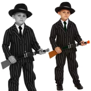 Jungen Gangster Al Capone Welt Buch Tag Kostüm Verkleidung Passend Für Alter 7-9 - Picture 1 of 2