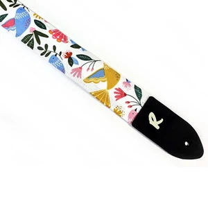Correa de guitarra folclórica escandinava floral con pájaros - Correa de guitarra floral y pájaros - Imagen 1 de 9