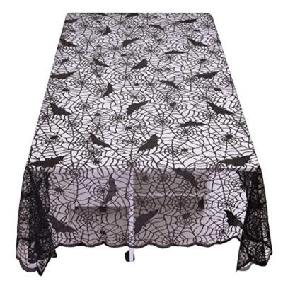 mookaitedeocr 83 x 60 Inch Polyester Lace Tablecloth Rectangular Black Spider... - Image 1 of 3