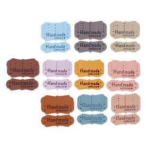 50x PU Embossed Tags Sew On Labels Patches Handmade Tags Labels for Knitting