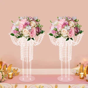 2Pcs Acrylic Flower Stand Wedding Flower Stand Wedding Centerpieces Stand - Picture 1 of 18