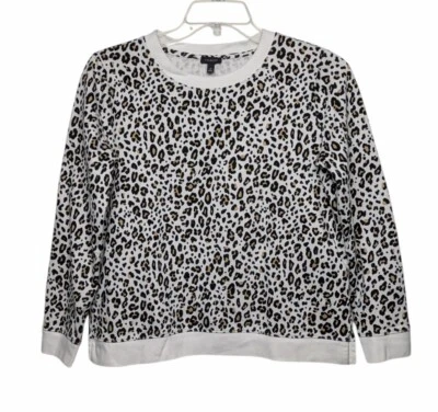 Talbots Leopard Print Sweatshirt Medium Cream Brown Black - Image 1 of 4
