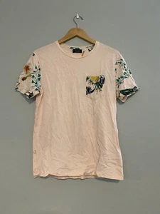 Zara Man Small T-Shirt Rosa Blumen Grafik Rundhals Kurzarm - Bild 1 von 6