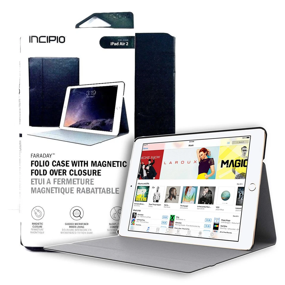 Жесткий защелкивающийся чехол-книжка Incipio Faraday с магнитной застежкой для iPad Air 2 - Изображение 1 из 4