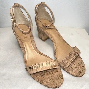 New In The Box Schutz Bebethy Cork Ankle Strap Heel Sandals Natural Size 8.5 - Picture 1 of 9