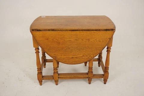 Ant. Golden Oak Gateleg, Drop Leaf Table, Kitchen Table, Scotland 1910, H809 Cover