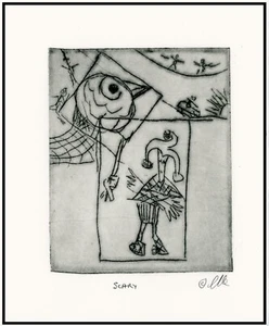 SCARY PEOPLE & THINGS IN LIFE Abstract Surrealist ORIGINAL ETCHING Signed - Picture 1 of 1