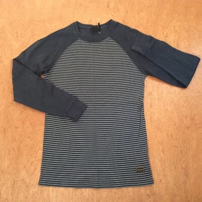Volcom Shirt Men MEDIUM Long Sleeve NAVY STRIPE Pullover Thermal Ribbed LOGO - Image 1 of 4