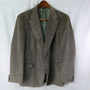 Vtg 44R Gray Wide Wale Corduroy Western Yoke Mens Blazer Suit Jacket Sport Coat - Picture 1 of 9