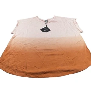 Ava And Viv Women's Size 2X Short Sleeve Tee Peach Dip New With Tags - Picture 1 of 13
