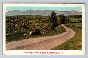 Lake Lamoka New York Scenic General Greetings Road Vintage c1929 Postkarte PC - Bild 1 von 2