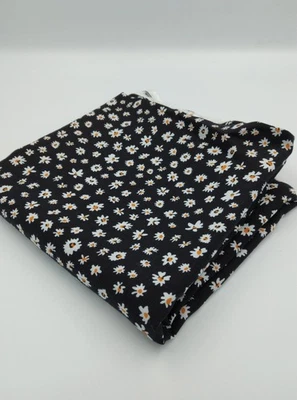Black Floral Cotton Viscose Fabric Soft Drapey Material for Dresses 150x100cm - Image 1 of 4