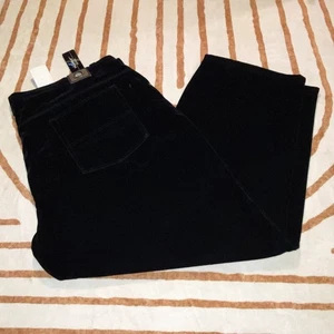 Vintage Knockout Y2K Black Velvet Velour Baggy Denim Jeans Men's 54x33 NWT NOS - Picture 1 of 8