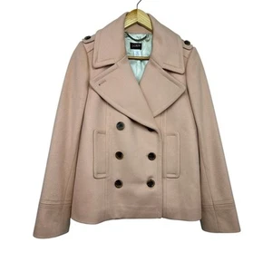 J Crew Wool Double Breasted Harbor Peacoat Jacket Size 8 Blush Pink 17849 - Picture 1 of 15