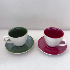 Starbucks Rot Grün Demitasse Tasse Untertasse 3oz 2005 Pearlescent Holiday Weihnachten - Bild 1 von 14