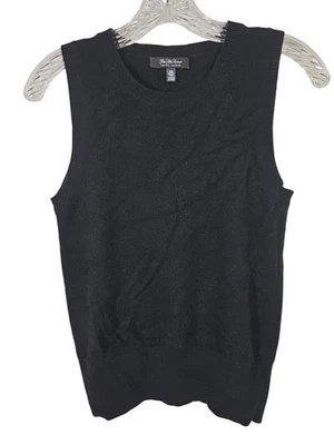 Saks Fifth Avenue 100% Cashmere Tank Top M Black Quiet Luxury Preppy Capsule  - Image 1 of 4