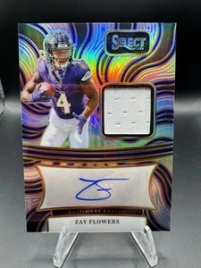 Parche de recuerdos de firma plateado Panini Select SM-ZFS Zay Flowers 2024 automático - Imagen 1 de 2