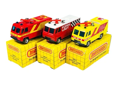 Matchbox Superfast (3) Varied MB54 Airport Foam Tenders w/Yellow Grid Boxes - Image 1 of 4