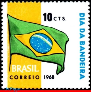 1107 BRAZIL 1968 FLAG DAY, BRAZILIAN FLAG, RHM C-619, MNH - Picture 1 of 2