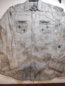 Roar Enough Excuses Mens Long Sleeve Button Down Distressed Shirt XL EUC - Picture 1 of 12