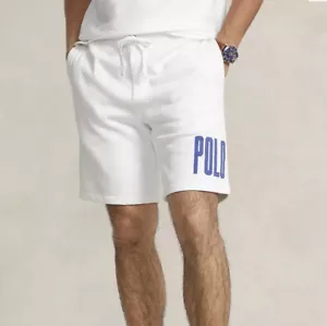 Polo Ralph Lauren Fleece Spellout Logo Sweat Shorts White Men’s, Sz XXL - Picture 1 of 3