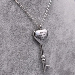 Mini Asche Urne Anhänger Halskette Edelstahl Schlüssel Andenken Kette - Bild 1 von 4