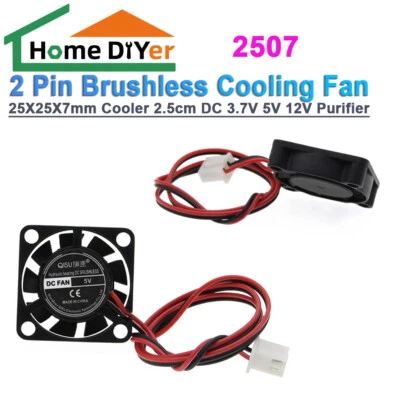 2507 25X25X7mm 2 Pin Brushless Cooling Fan Cooler 2.5cm DC 3.7V 5V 12V Purifier - Image 1 of 4
