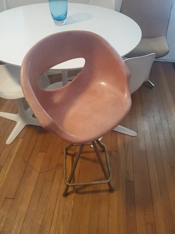 MCM Mid Century Modern Eames era JOAL Fiberglass Shell Chair Stool rare SWIVEL Cover