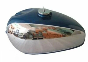 PANTHER M100 M120 CHROME AND BLUE PAINTED GAS FUEL PETROL TANK & CAP /FIT FOR - Picture 1 of 4