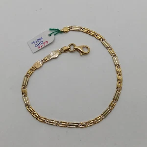 BRACCIALE DA UOMO A MAGLIA PIENA IN ORO GIALLO E BIANCO 18KT 750 8,4 GR. (0618) - Foto 1 di 11