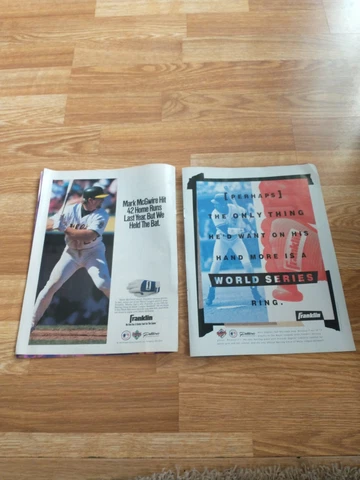 Vintage Mark Mcgwire & Barry Bonds 1993 Franklin Batting Glove Magazine Ad Lot Cover