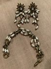 Vintage Sorrelli Italy Stunning Statement Pearl Earrings And Matching Bracelet
