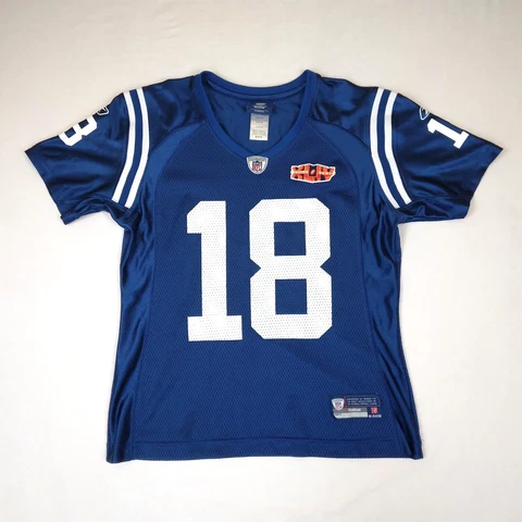 Womans Medium Super Bowl PAYTON MANNING Indianapolis Colts Jersey Reebok Read D Cover