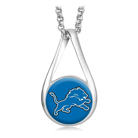 Detroit Lions Womens Sterling Silver Link Chain Necklace With Pendant D28 Cover